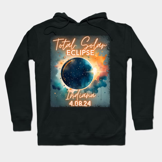 Total Solar Eclipse 2024 Indiana Art Science Men Women Kids Hoodie by AimArtStudio